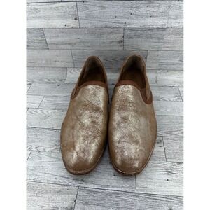 HS‎ Trask Metallic Gold Leather Loafers Slip On Shoes Women's 10M Made in India